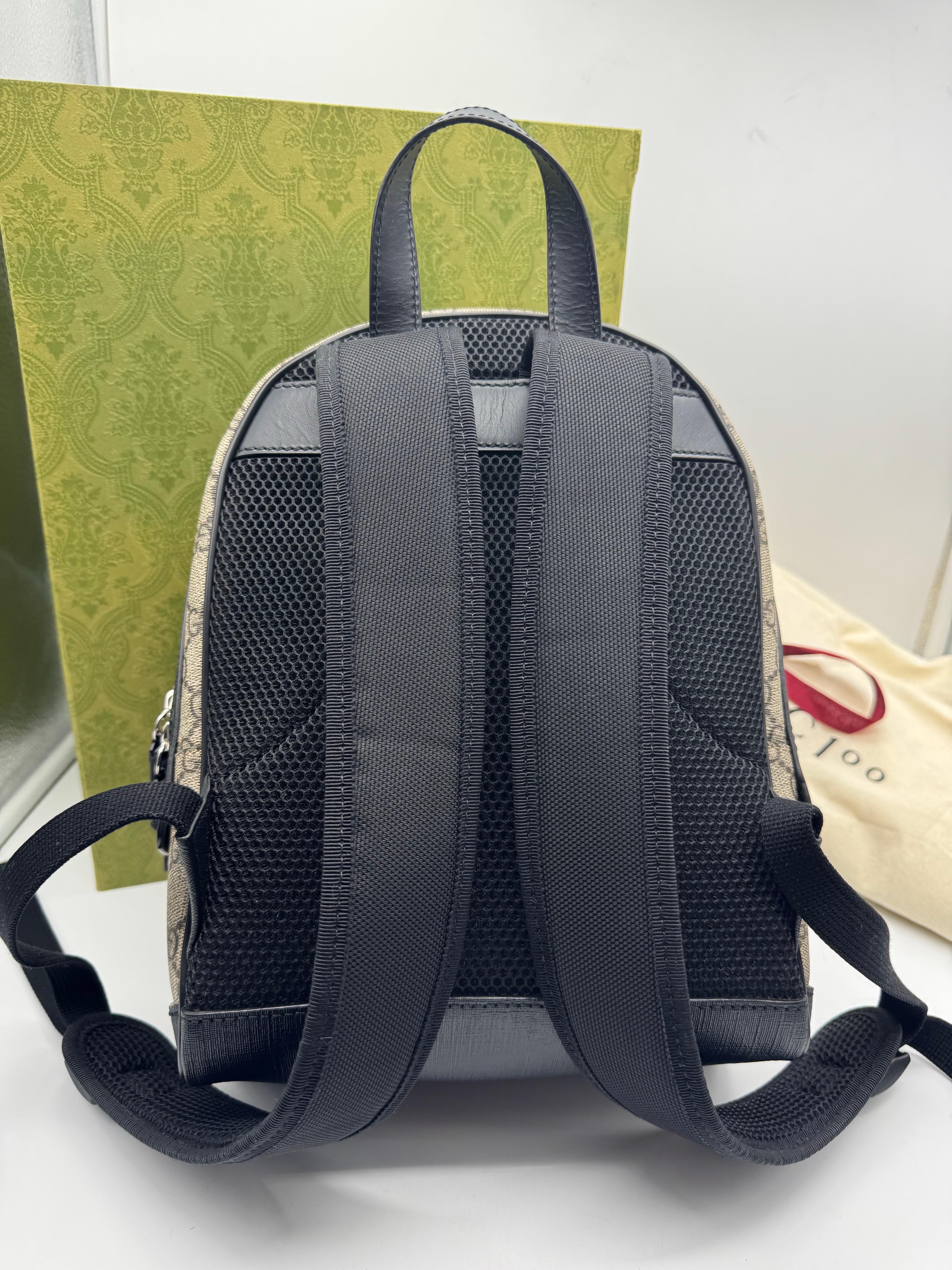 Women's or Men's Gucci Ophidia Front Zipper Pocket Backpack
Monogram GG Supreme Beige/Black For Sale