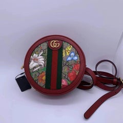 Gucci Ophidia GG Flora Round Shoulder Bag Red Leather