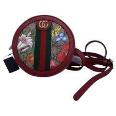 Gucci Ophidia GG Flora Round Shoulder Bag Red Leather