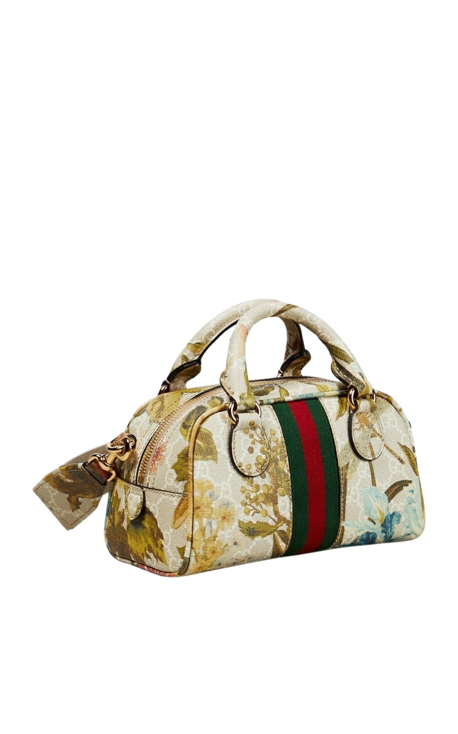 Beige Gucci Ophidia GG Floral Shoulder Mini Bag For Sale