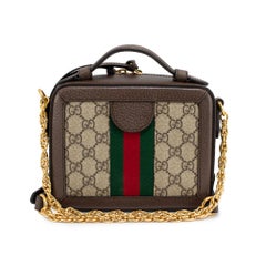 Gucci Ophidia Gg Supreme Canvas & Leather Gold Hardware Top Handle Bag