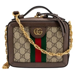 Gucci Ophidia Gg Supreme Canvas & Leather Gold Hardware Top Handle Bag