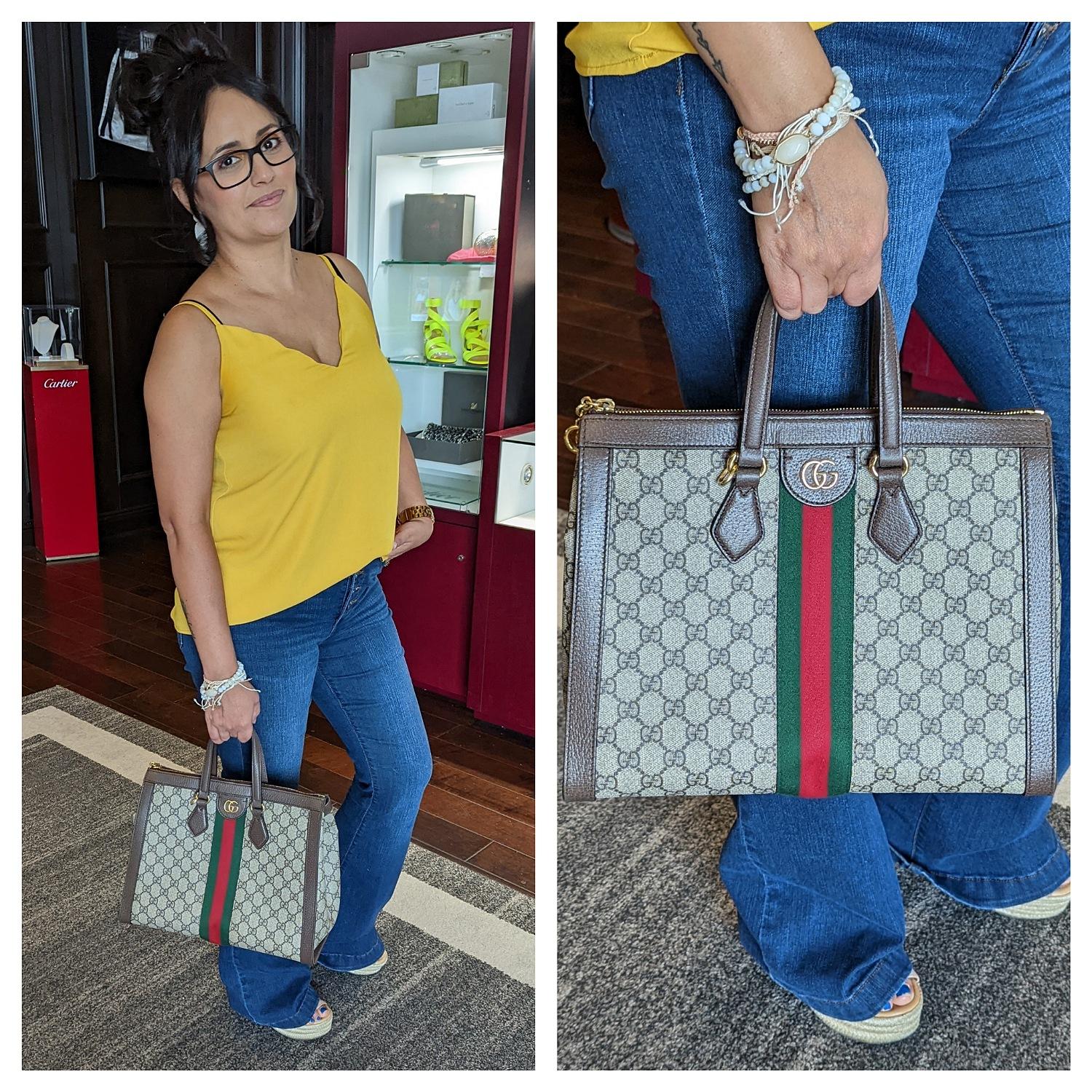 Gucci Ophidia GG Supreme Canvas Medium Tote In Excellent Condition In Scottsdale, AZ
