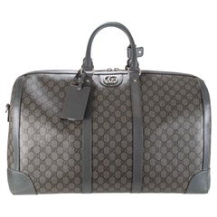 Gucci Ophidia Gg Supreme Coated Canvas and Leather Black Grey Large Duffle Bag