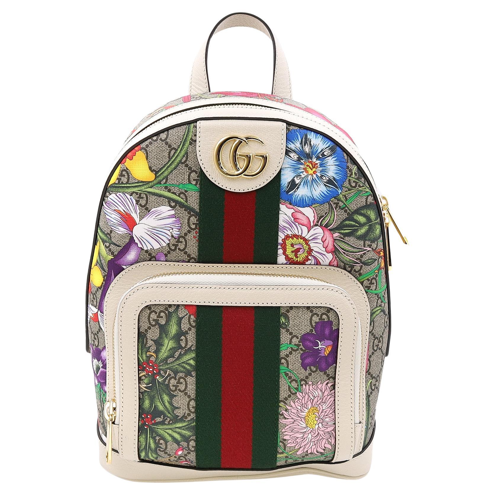 Gucci Ophidia GG Supreme - Petit sac à dos en cuir et toile à fleurs  blanches pour femmes En vente sur 1stDibs
