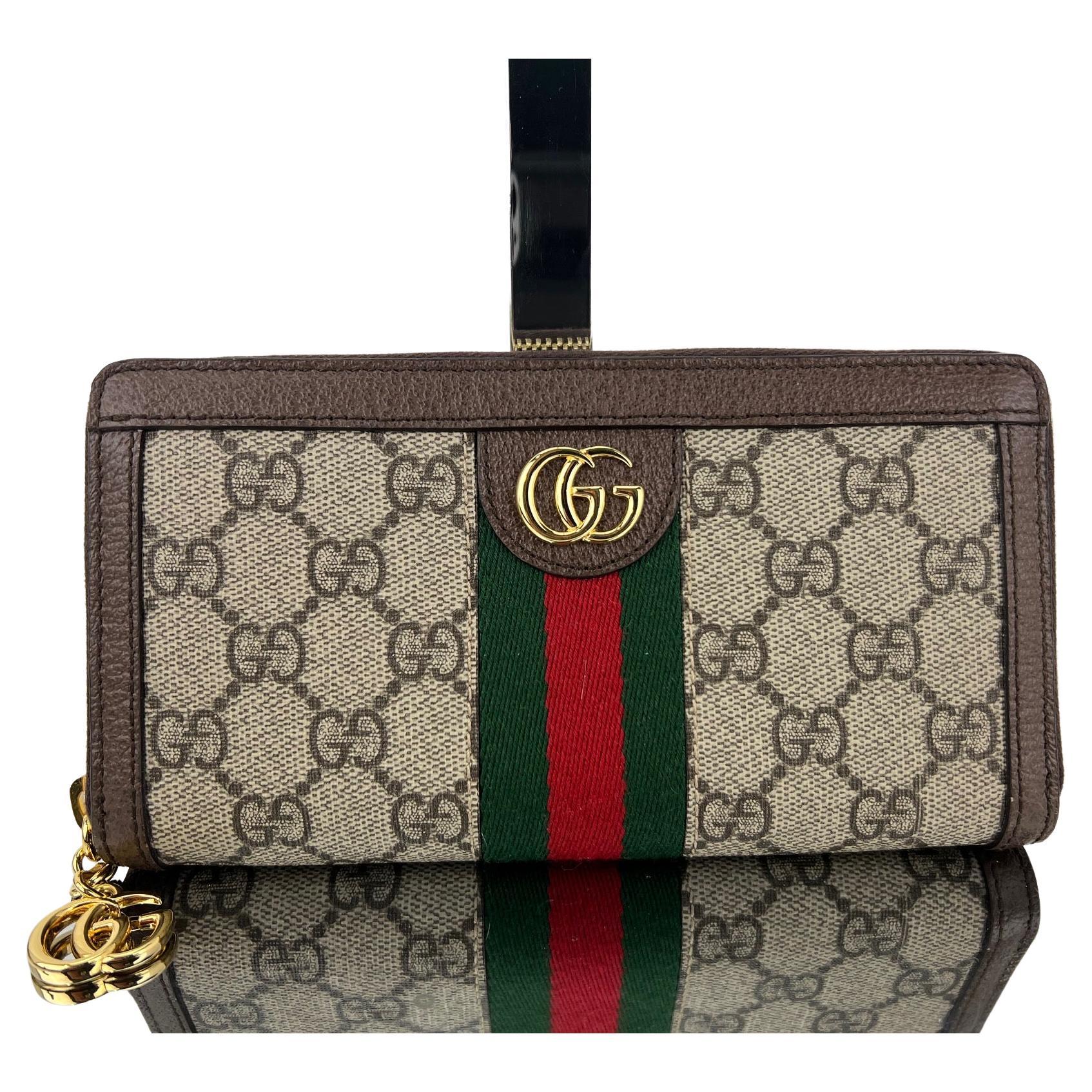 GUCCI Ophidia GG Zip Around Wallet Clutch ‎523154 Added Strap