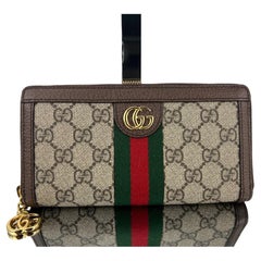 Used GUCCI Ophidia GG Zip Around Wallet Clutch ‎523154 Added Strap