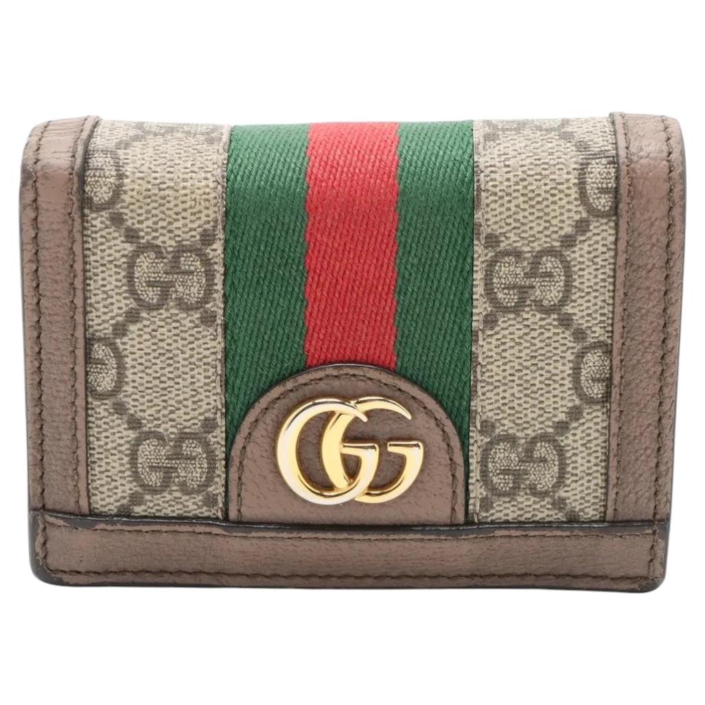 Gucci Ophidia Leather Compact Wallet Beige×Brown For Sale