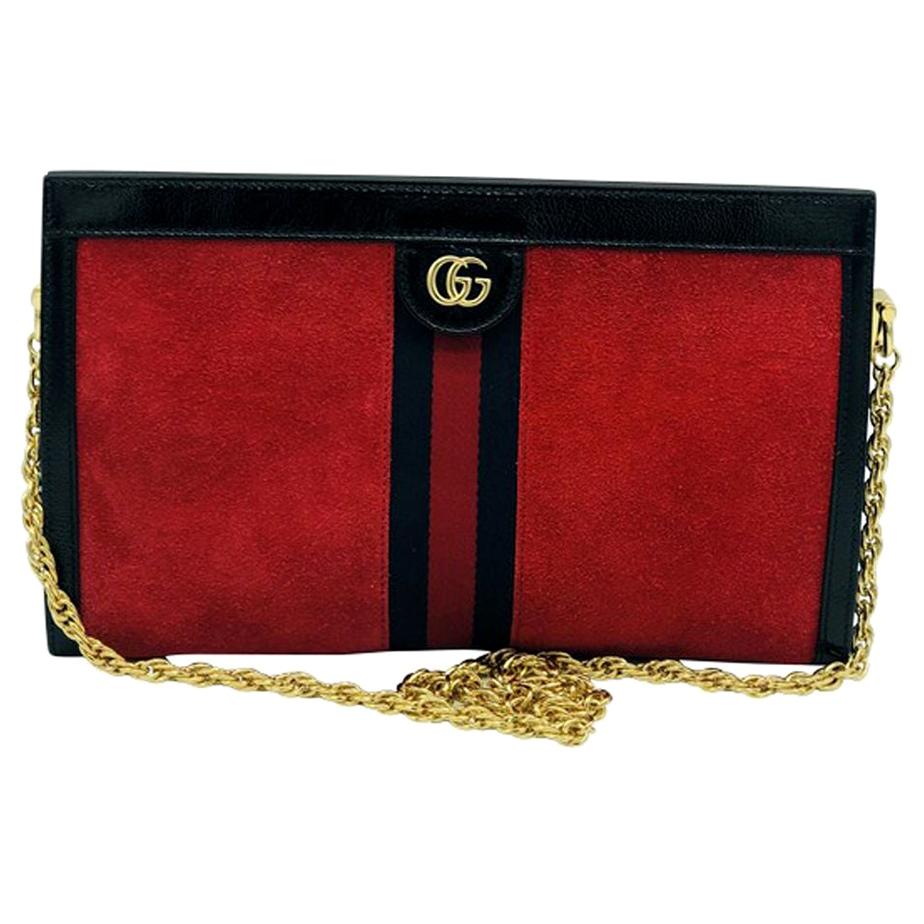 Gucci Ophidia Leather/Suede Bag - Red Suede - New For Sale