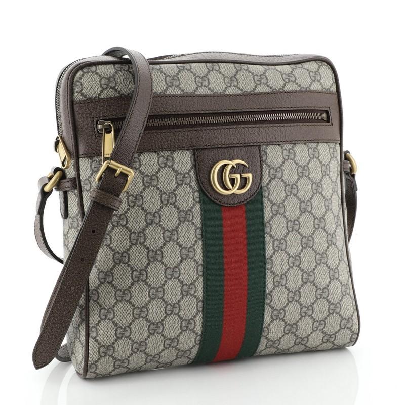 Gray Gucci Ophidia Messenger Bag GG Coated Canvas Medium