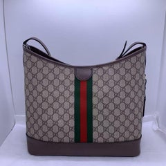 Gucci Ophidia Open Bucket Bag GG Coated Canvas With Leather Tote