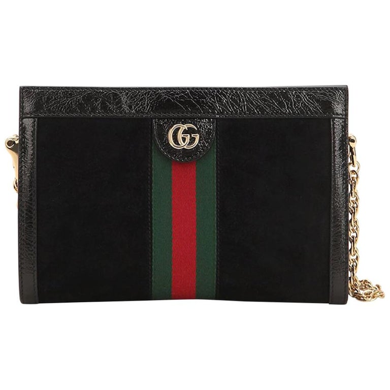 Gucci Ophidia Patent Leather-Trimmed Suede Shoulder Bag at 1stDibs