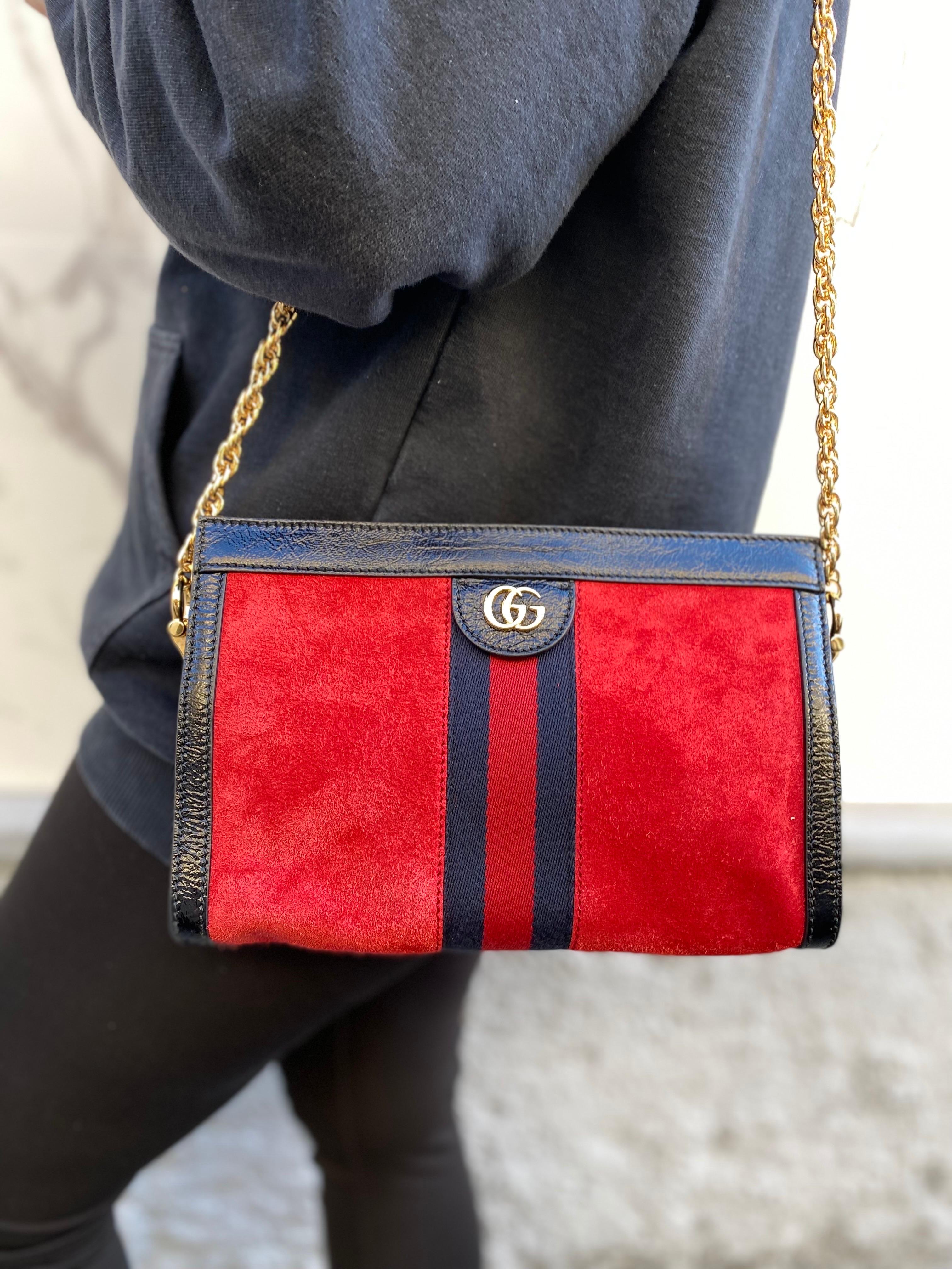 Women's Gucci Ophidia Red Suede Shoulder Bag 