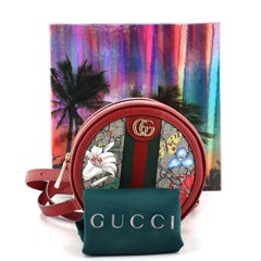 Gucci Ophidia Runder Rucksack Flora GG aus beschichtetem Segeltuch Mini