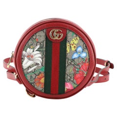 Gucci Ophidia Round Backpack Flora GG Coated Canvas Mini