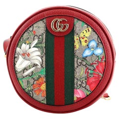 Gucci Ophidia Runder Rucksack Flora GG aus beschichtetem Segeltuch Mini