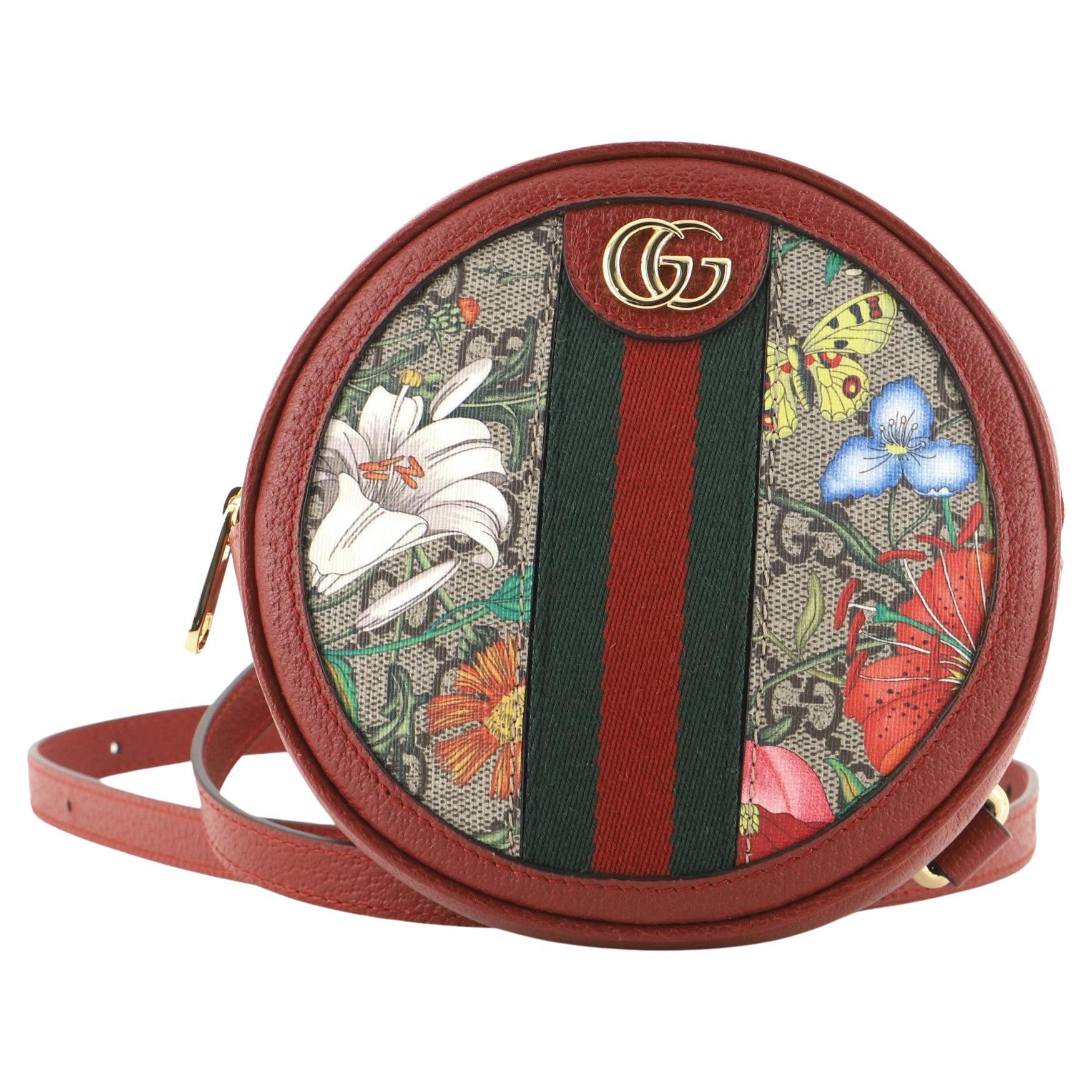 Gucci Ophidia Round Backpack Flora GG Coated Canvas Mini For Sale at 1stDibs
