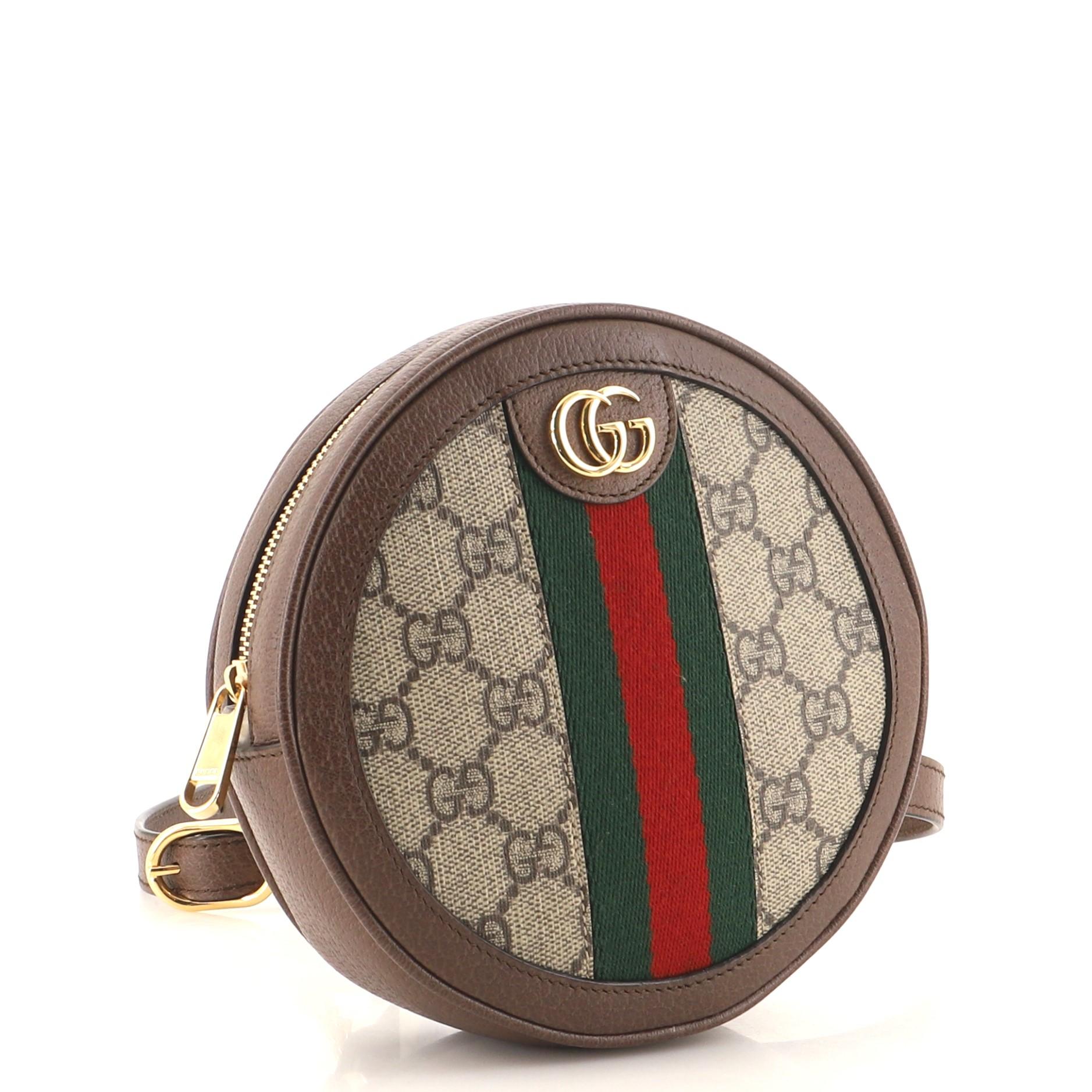 Gucci Ophidia Runder Rucksack GG Beschichtetes Segeltuch Mini (Braun)