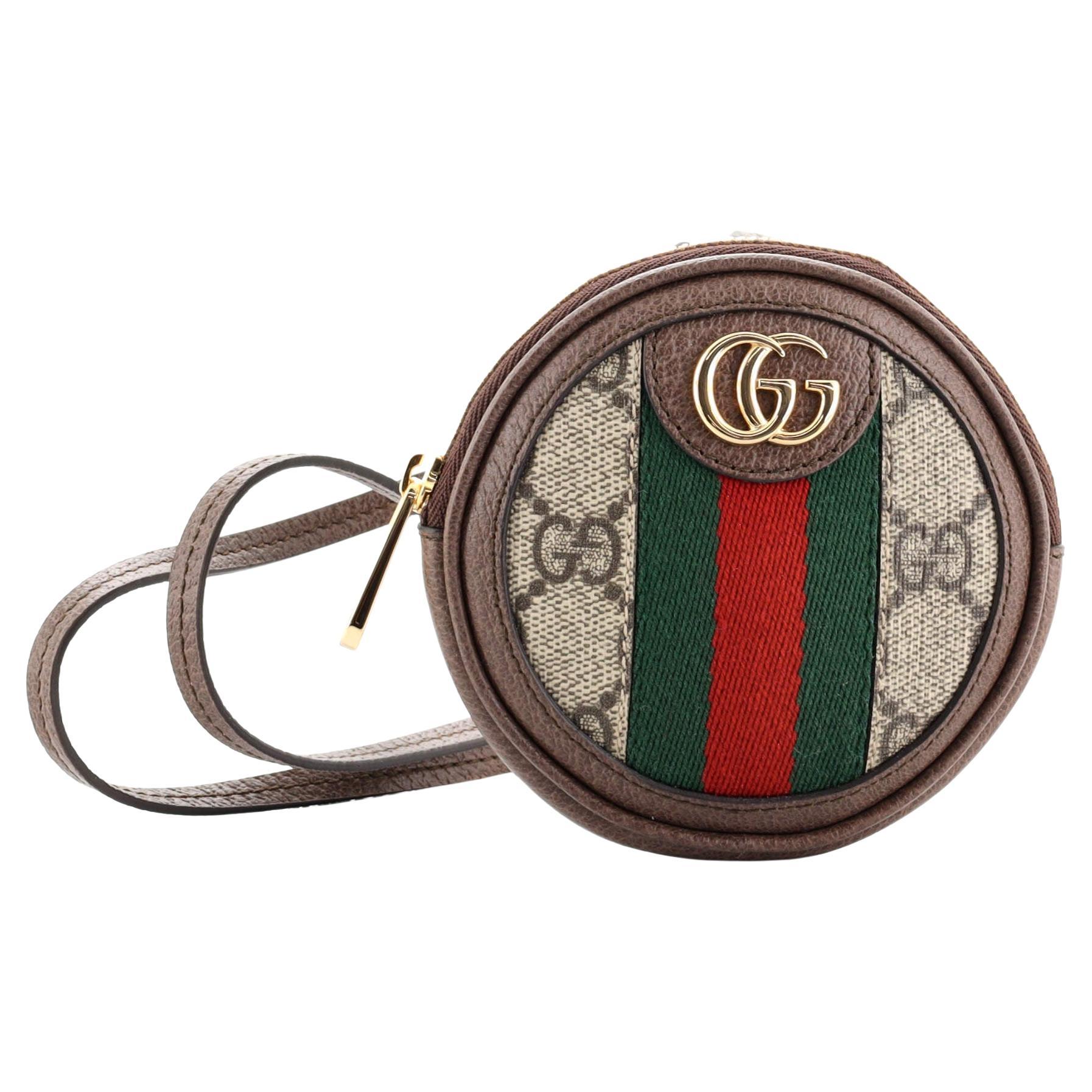 Gucci Ophidia Round Neck Pouch GG Coated Canvas Mini