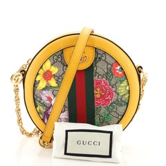 Gucci Ophidia Runde Umhängetasche Flora GG aus beschichtetem Segeltuch Mini