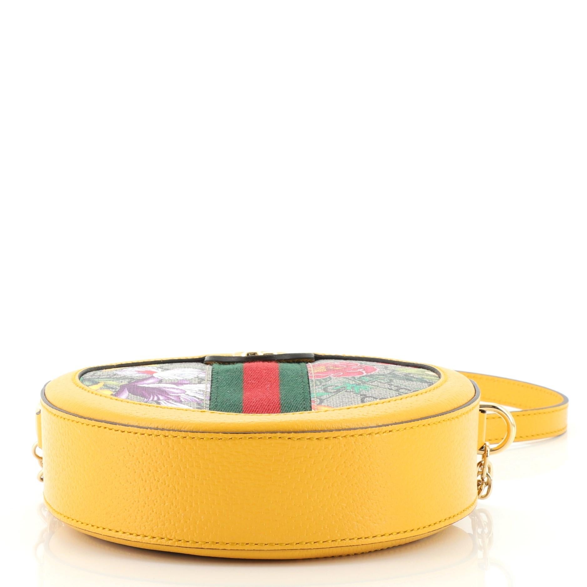 Gucci Ophidia Runde Umhängetasche Flora GG aus beschichtetem Segeltuch Mini für Damen oder Herren
