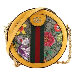 Gucci Ophidia Round Shoulder Bag Flora GG Coated Canvas Mini