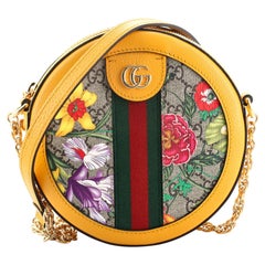 Gucci Ophidia Round Shoulder Bag Flora GG Coated Canvas Mini