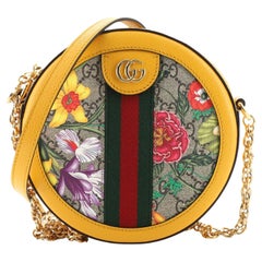 Gucci Ophidia Round Shoulder Bag Flora GG Coated Canvas Mini