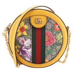 Gucci Ophidia Round Shoulder Bag Flora GG Coated Canvas Mini