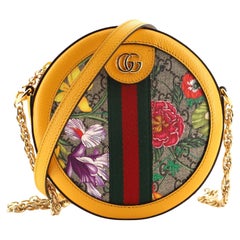 Gucci Ophidia Round Shoulder Bag Flora GG Coated Canvas Mini