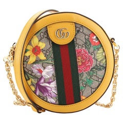 Gucci Ophidia Round Shoulder Bag Flora GG Coated Canvas Mini