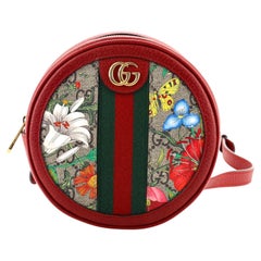 Gucci Ophidia Round Shoulder Bag Flora GG Coated Canvas Mini