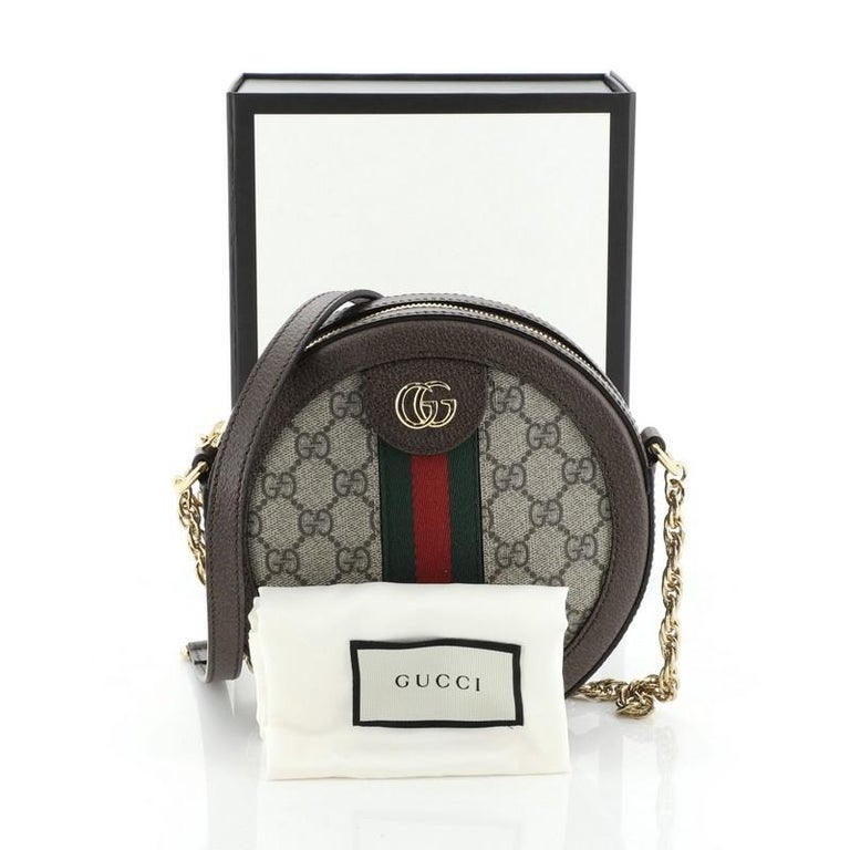 Gucci Ophidia Round Shoulder Bag GG Coated Canvas Mini For Sale at 1stdibs