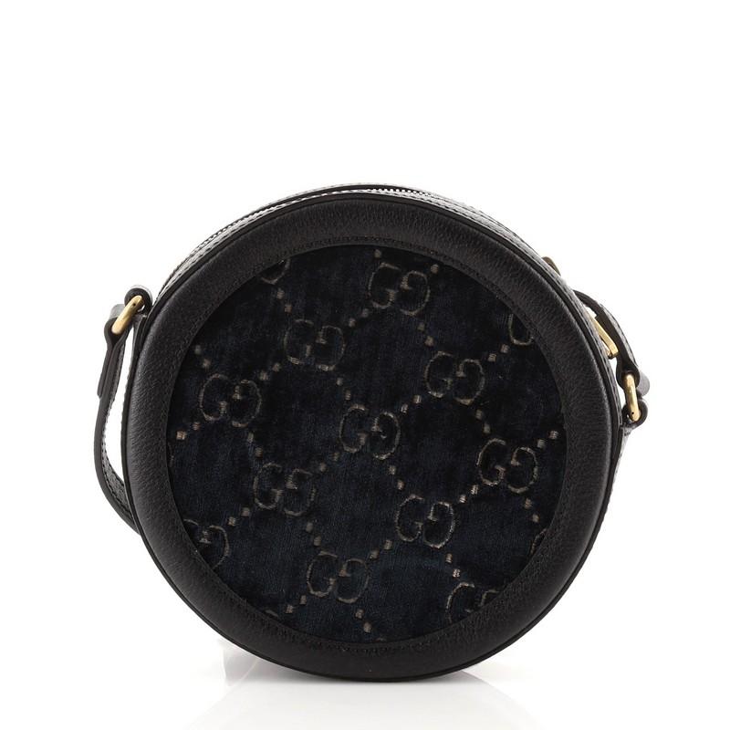 Black Gucci Ophidia Round Shoulder Bag GG Velvet Mini