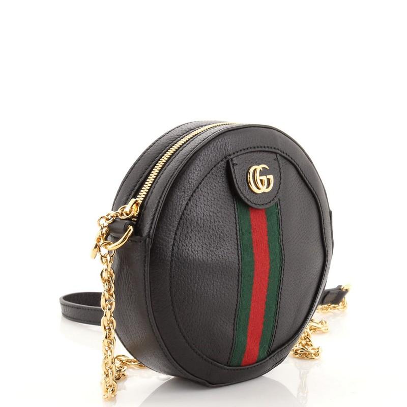 Black Gucci Ophidia Round Shoulder Bag Leather Mini