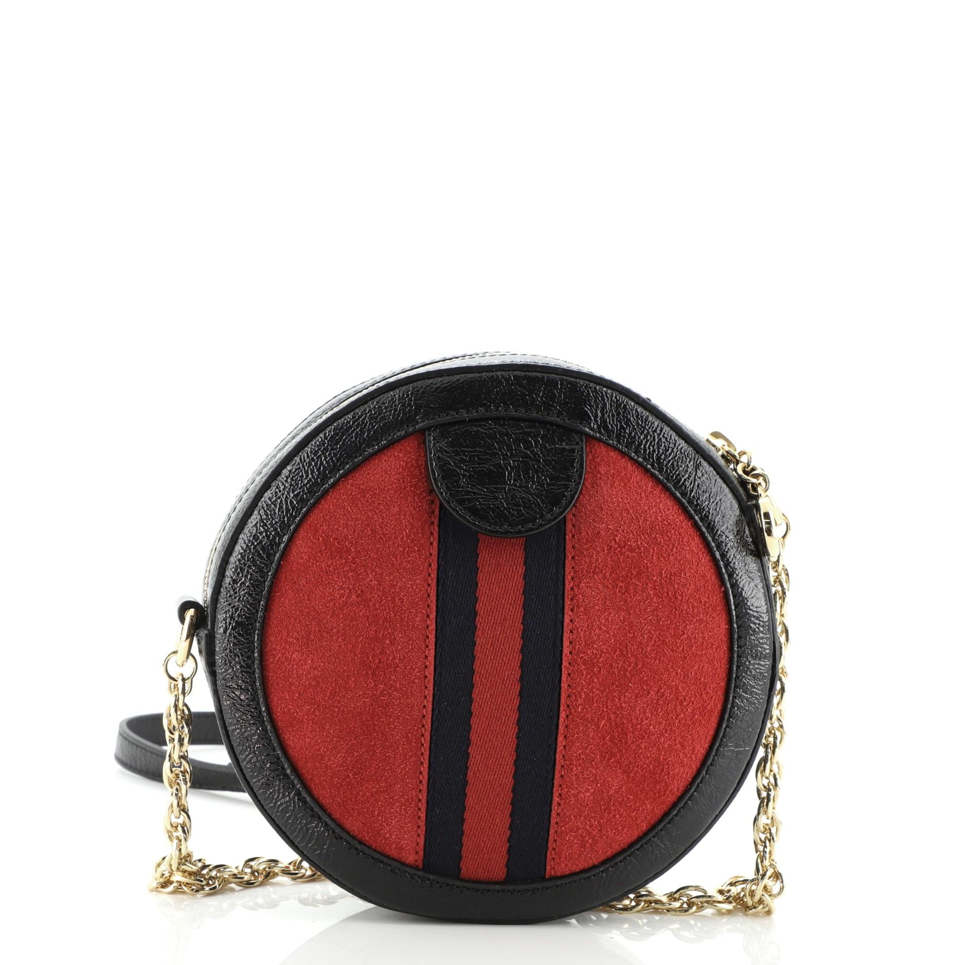 Brown Gucci Ophidia Round Shoulder Bag Suede Mini