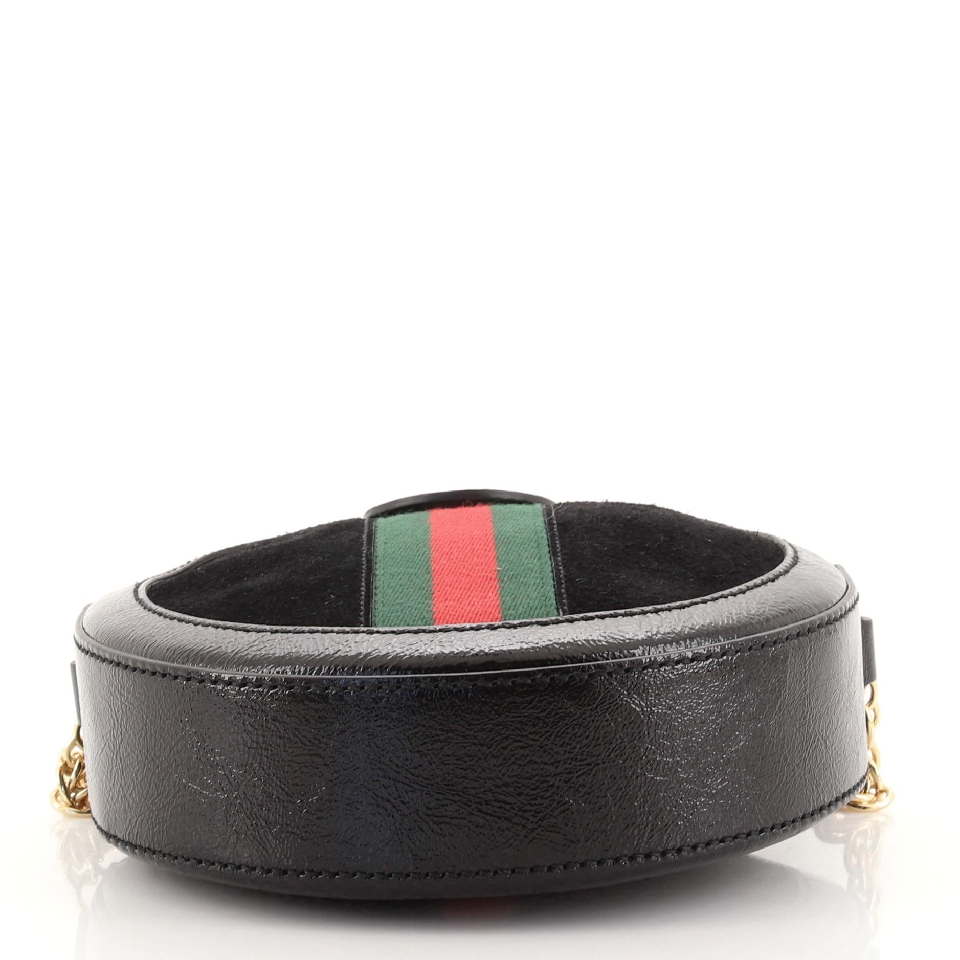 Black Gucci Ophidia Round Shoulder Bag Suede Mini