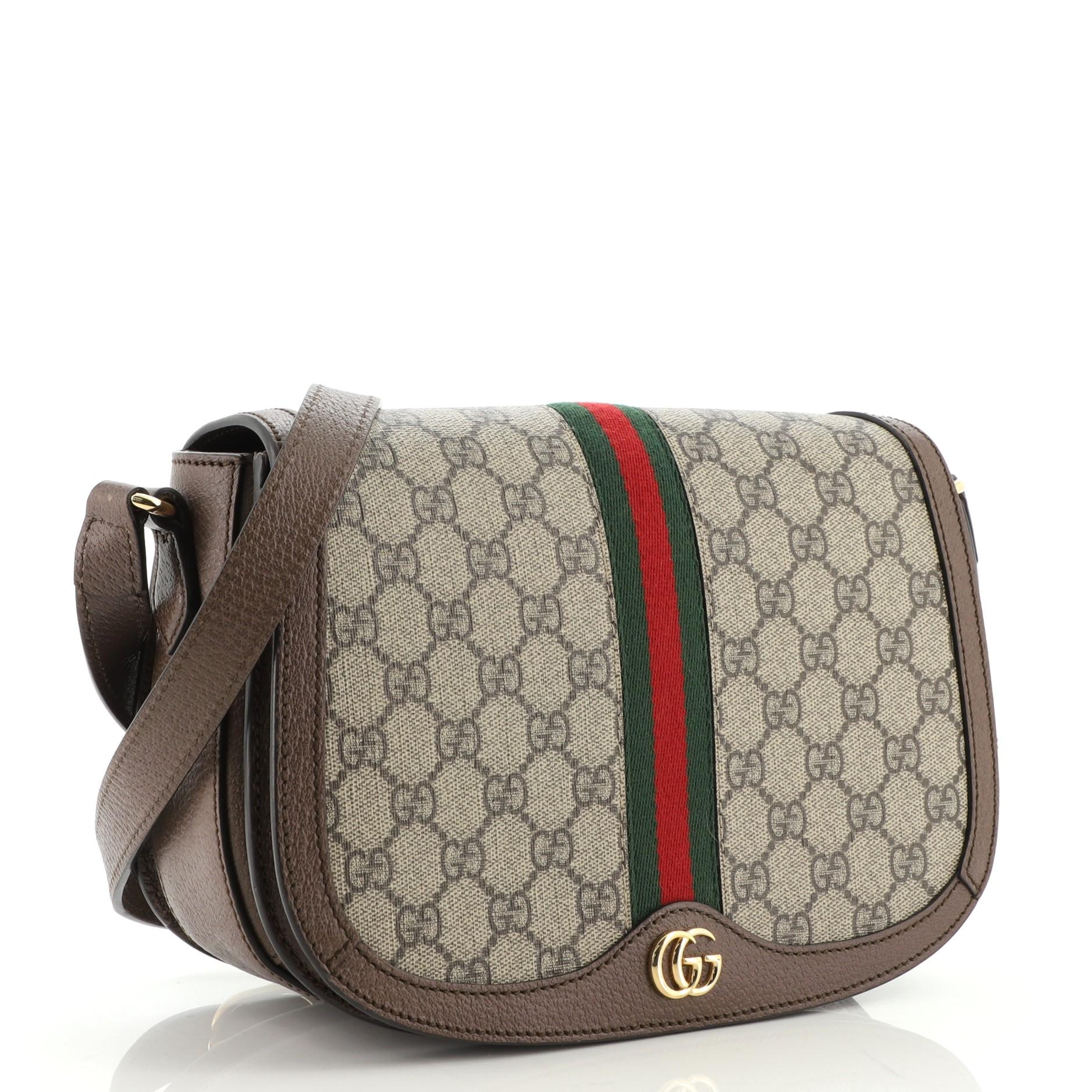 Gucci Ophidia Sattelklappe Umhängetasche GG aus beschichtetem Segeltuch (Grau)