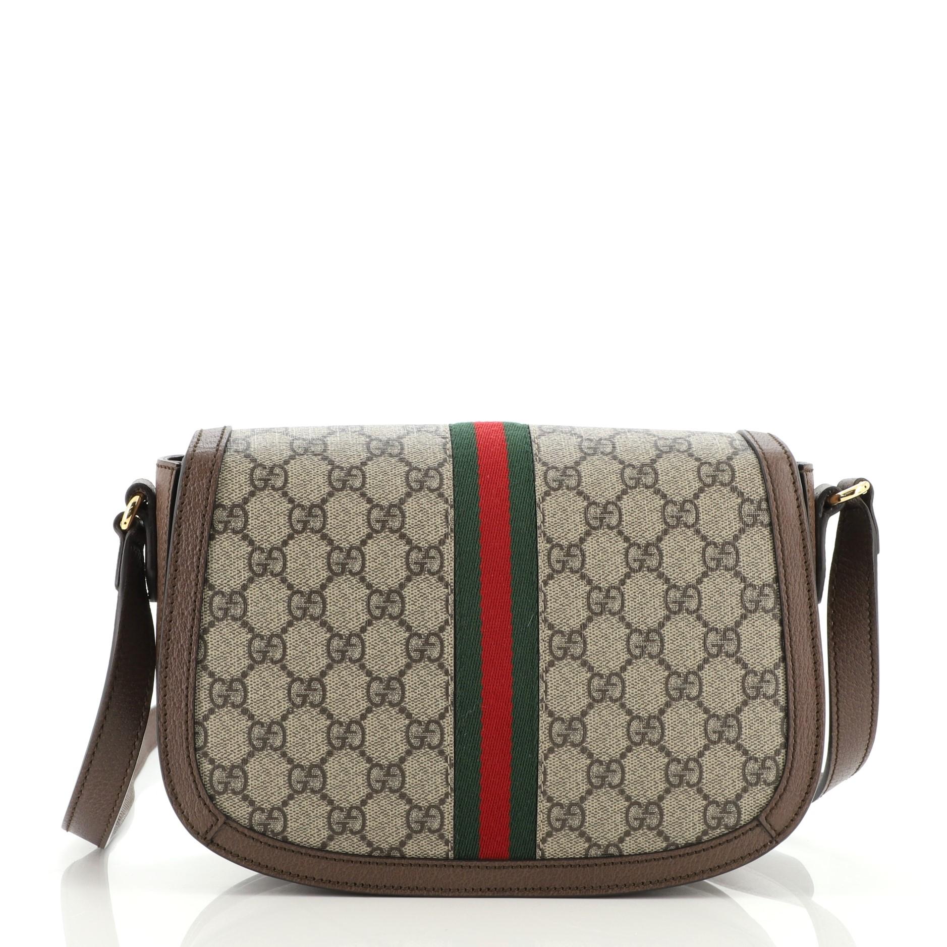 Gucci Ophidia Sattelklappe Umhängetasche GG aus beschichtetem Segeltuch im Zustand „Gut“ in NY, NY