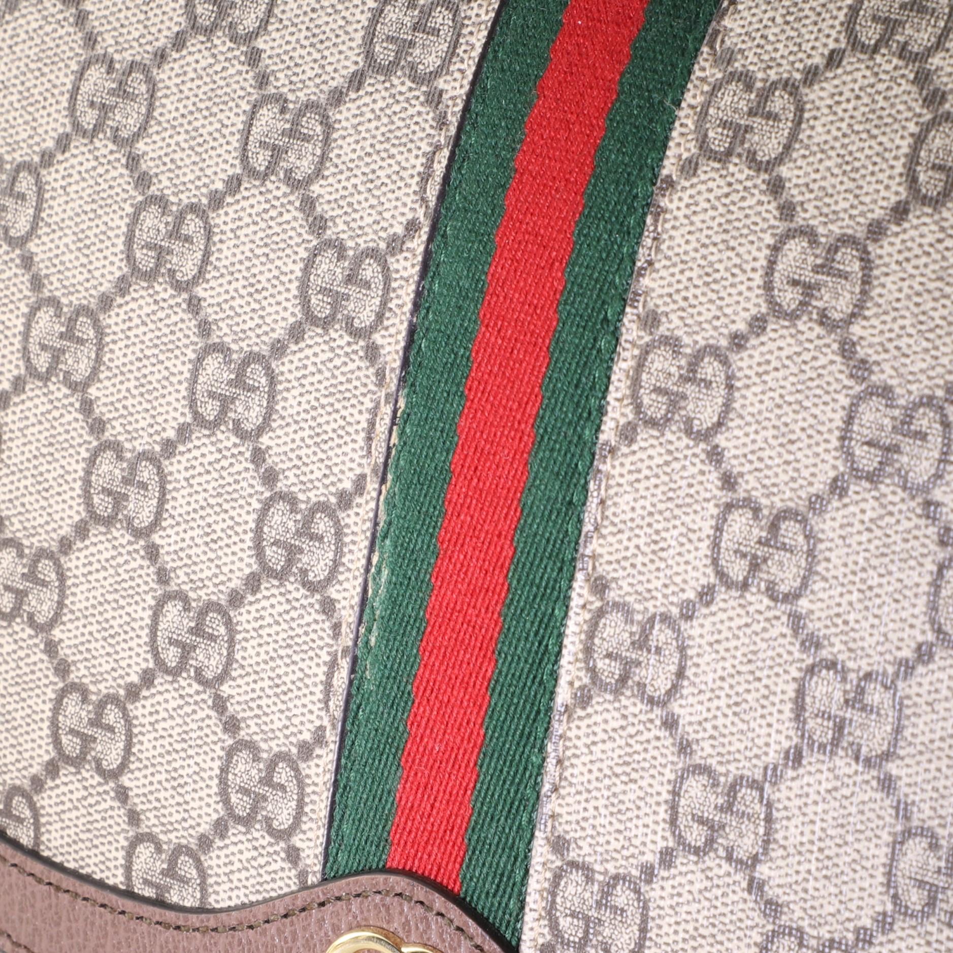 Gucci Ophidia Saddle Flap Shoulder Bag GG Coated Canvas Small In Good Condition In NY, NY