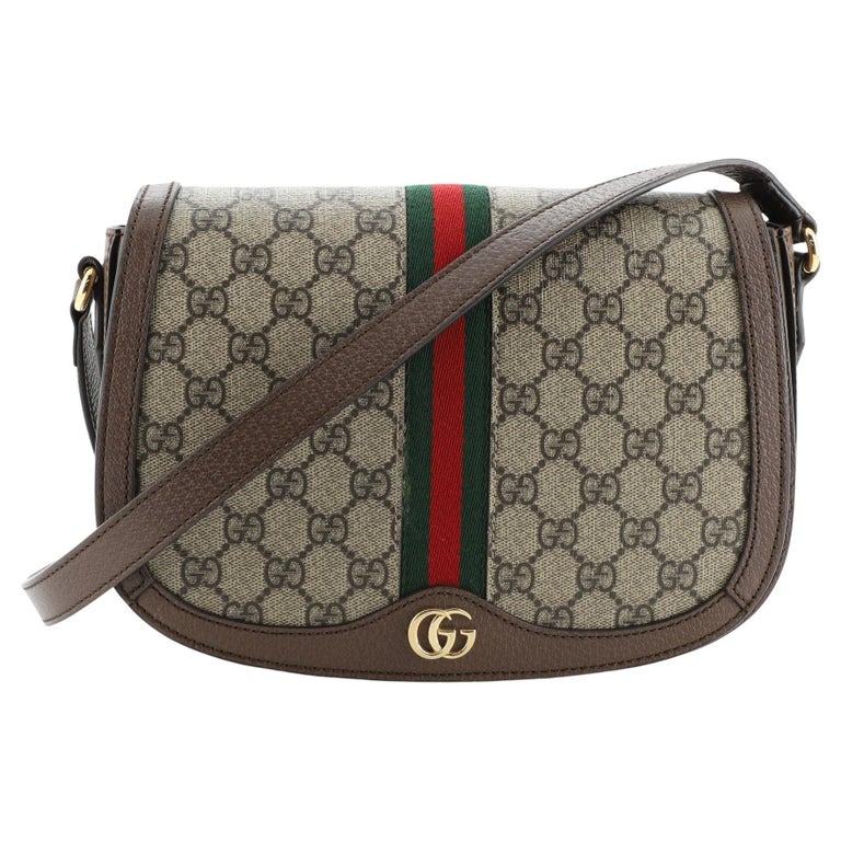 Gucci Ophidia Saddle Flap Shoulder Bag GG Coated Canvas Small at 1stDibs
