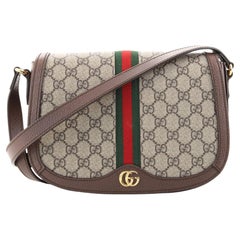 Gucci Ophidia Saddle Flap Shoulder Bag GG Coated Canvas Small