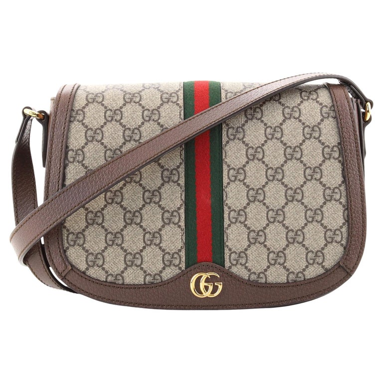 Gucci Ophidia Saddle Flap Shoulder Bag GG Coated Canvas Small
