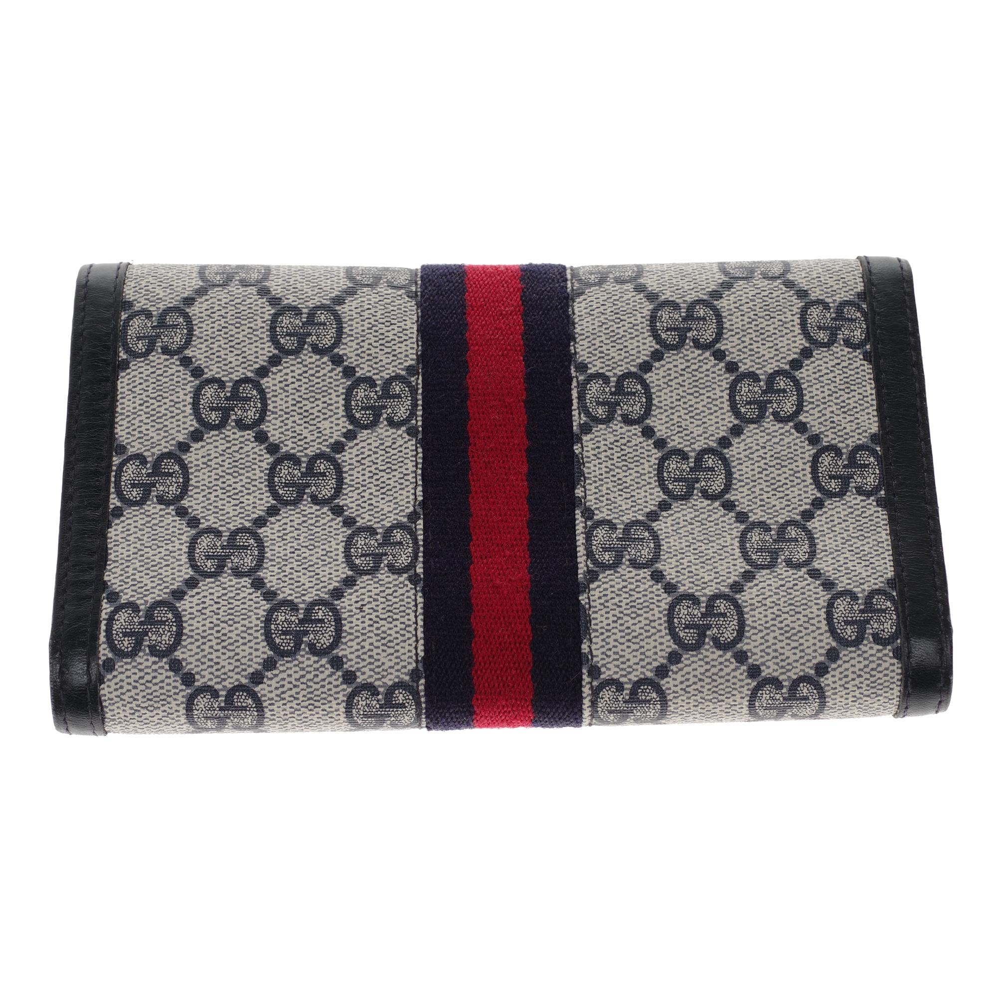 Gucci Ophidia set: Shoulder bag, wallet, cigarette holder in navy blue canvas 4
