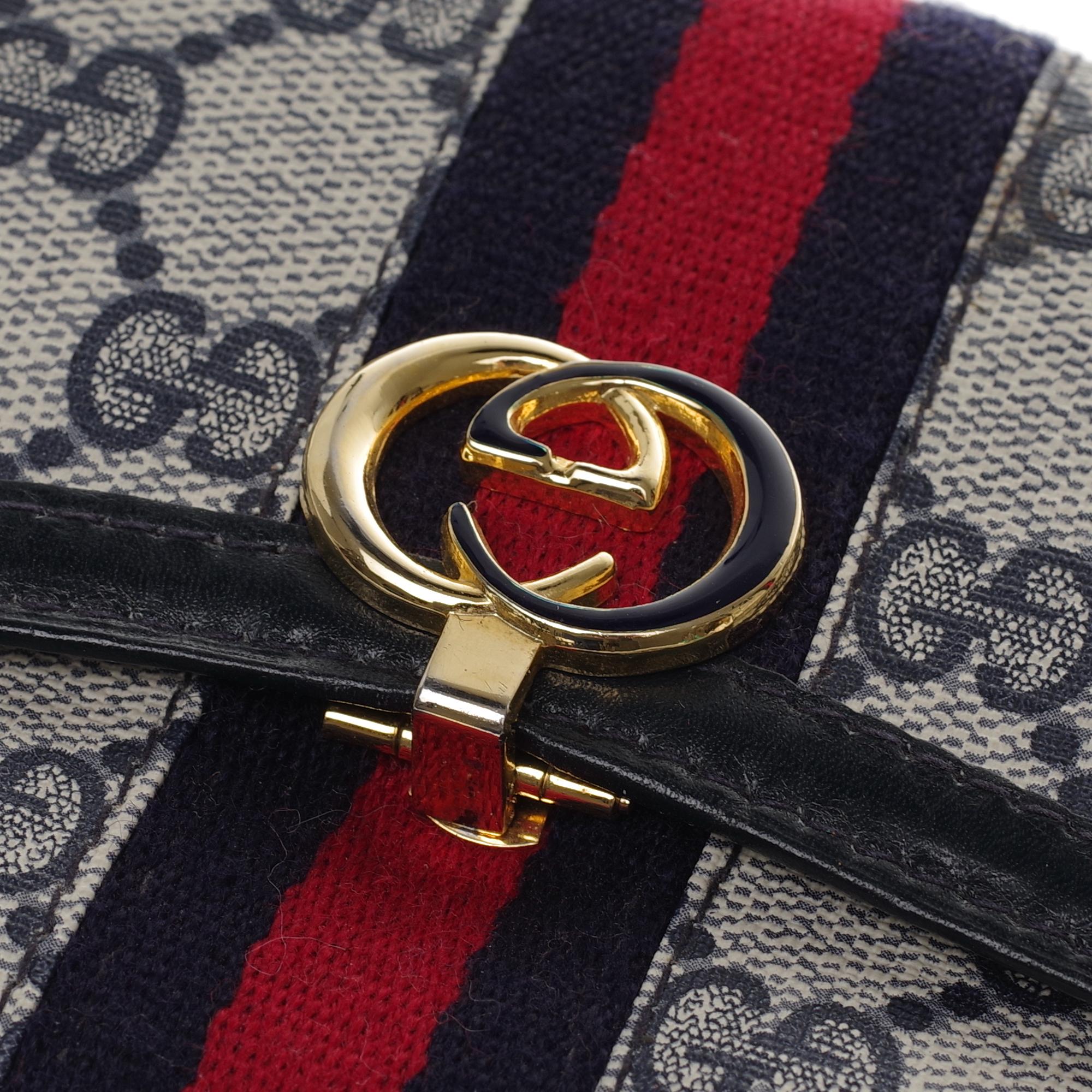 Gucci Ophidia set: Shoulder bag, wallet, cigarette holder in navy blue canvas 7