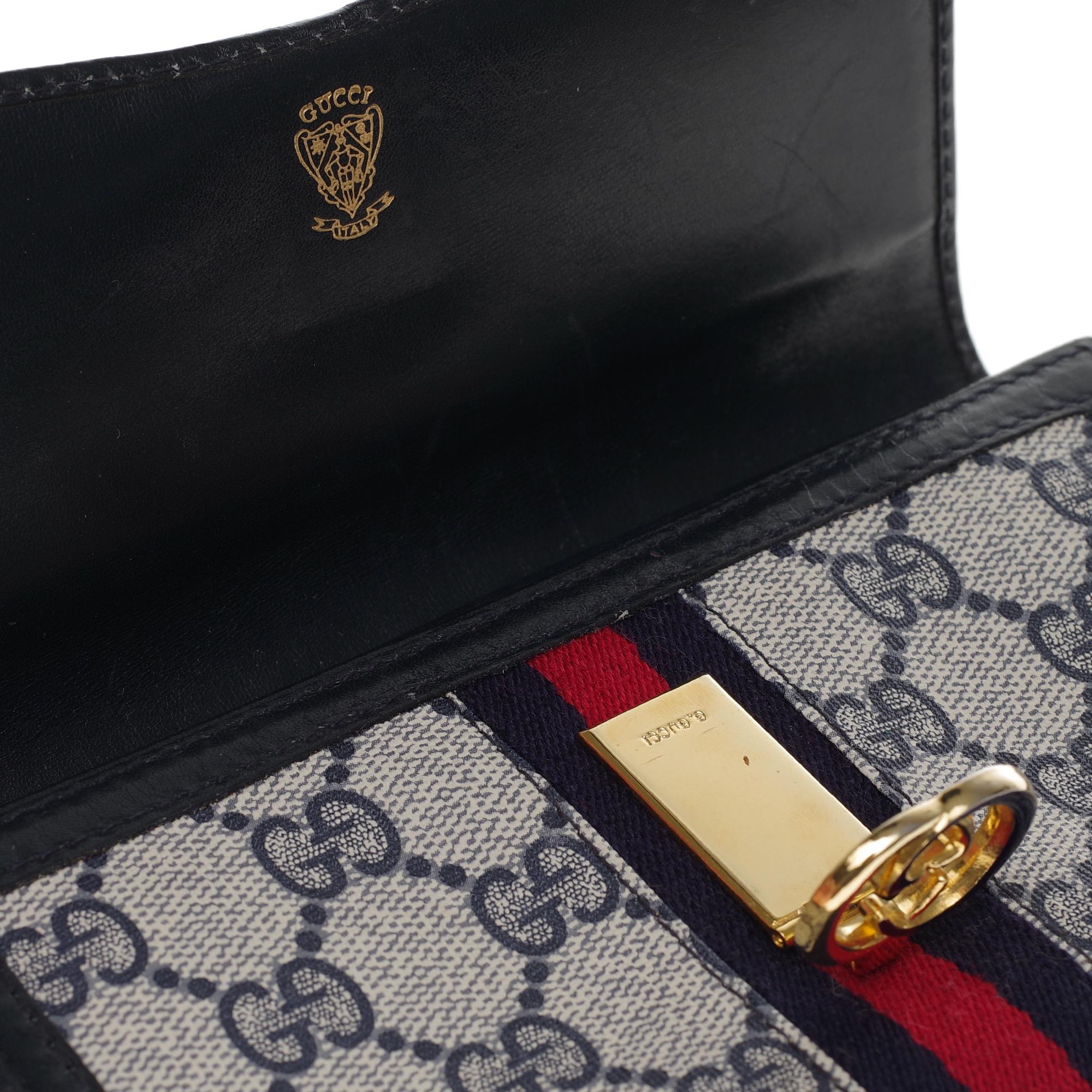 Gucci Ophidia set: Shoulder bag, wallet, cigarette holder in navy blue canvas 8