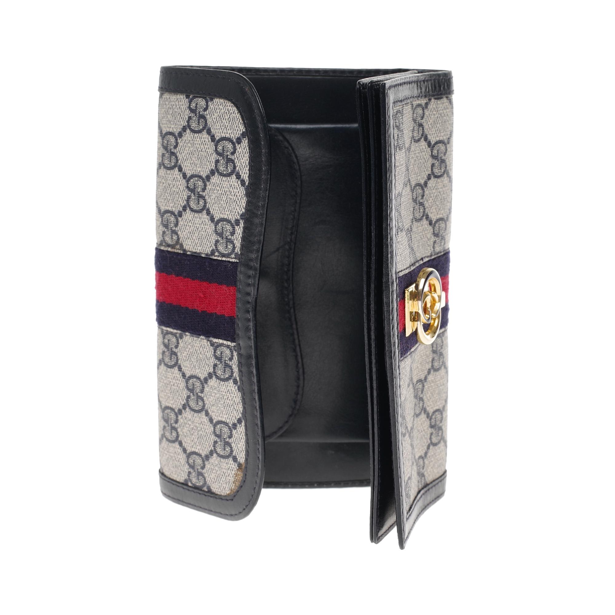 Gucci Ophidia set: Shoulder bag, wallet, cigarette holder in navy blue canvas 9