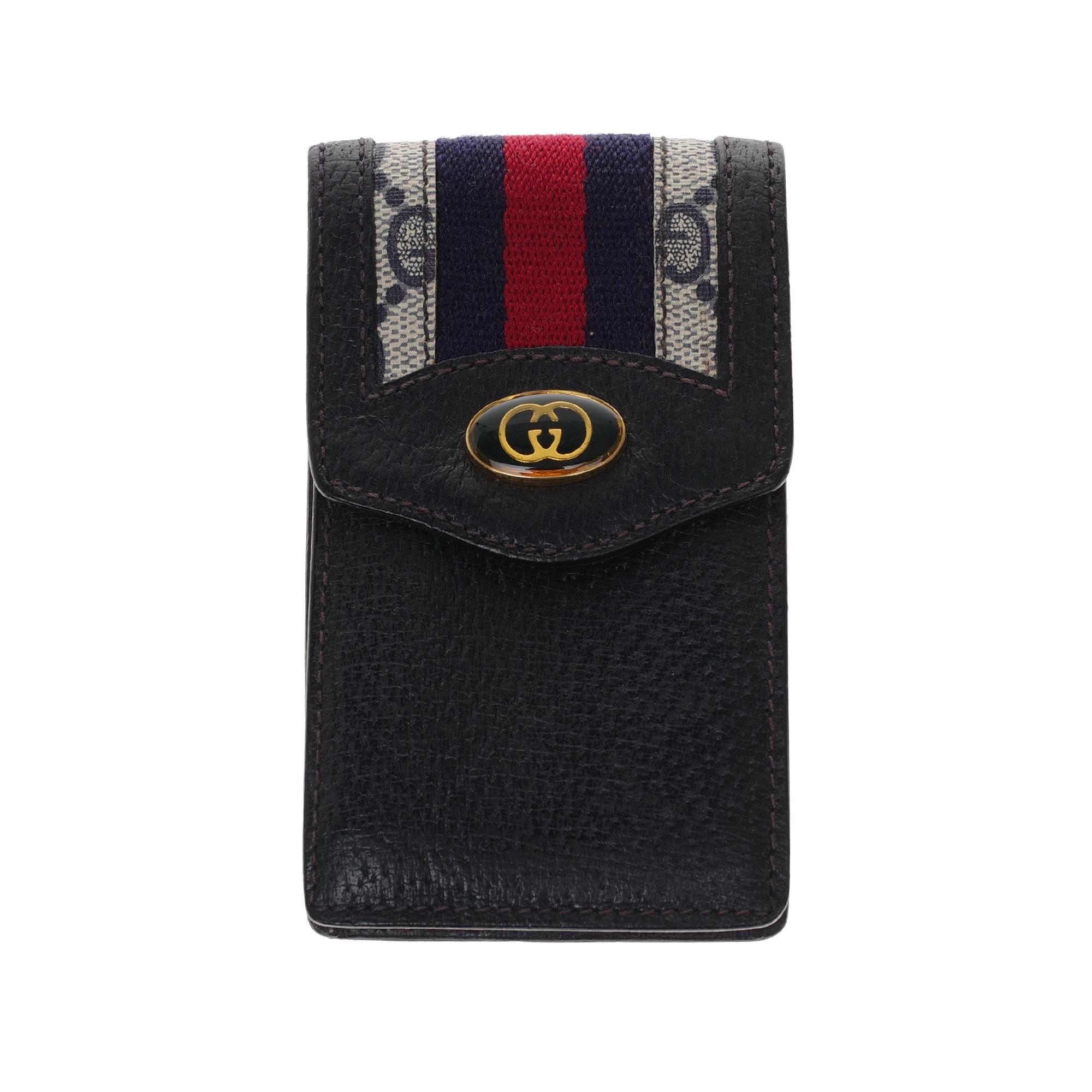 Gucci Ophidia set: Shoulder bag, wallet, cigarette holder in navy blue canvas 10