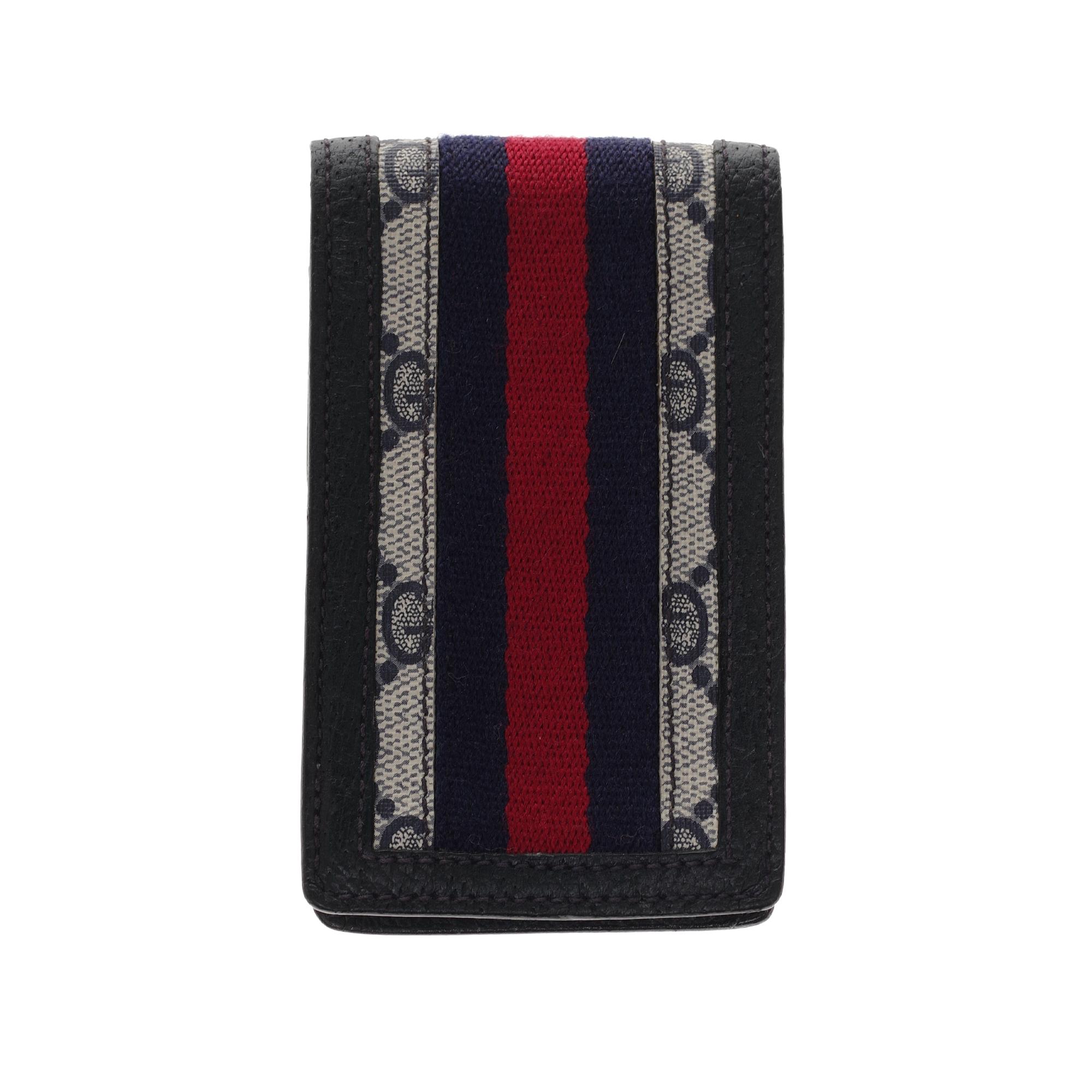 Gucci Ophidia set: Shoulder bag, wallet, cigarette holder in navy blue canvas 11