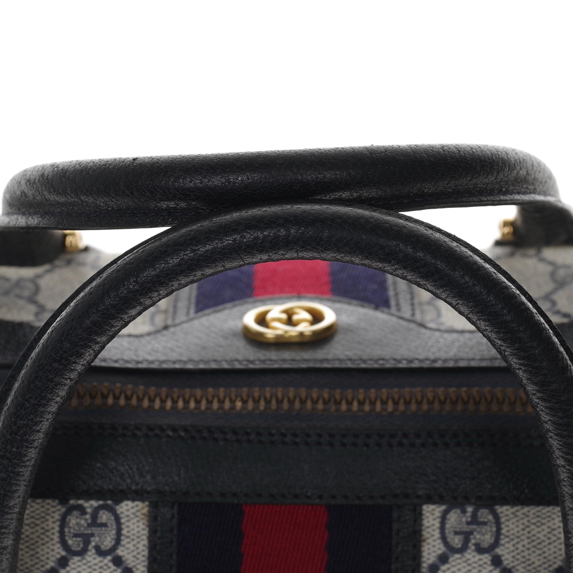 Women's Gucci Ophidia set: Shoulder bag, wallet, cigarette holder in navy blue canvas